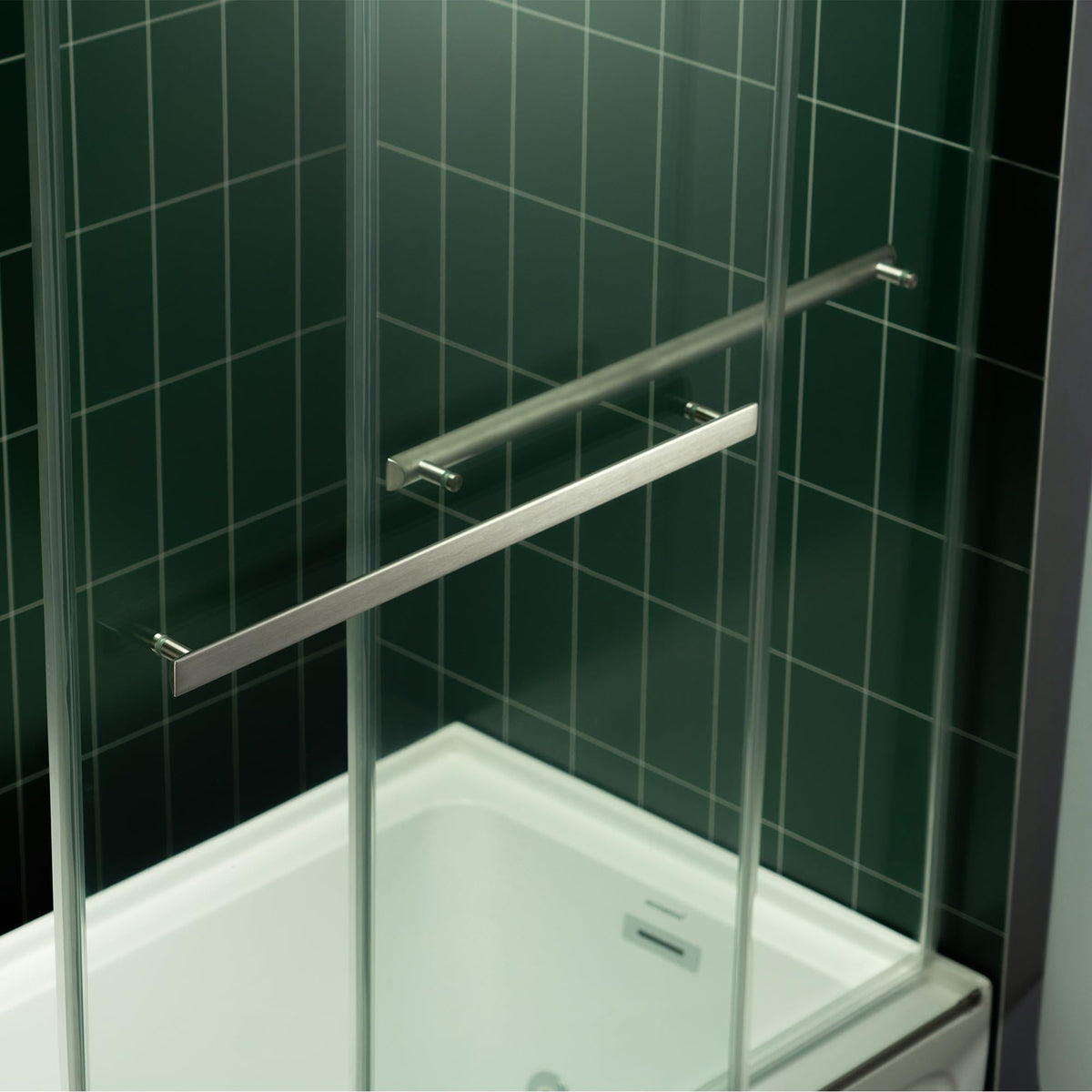 Woodbridge 56-60" W x 62" H Frameless Bathtub Shower Door,Double Sliding Soft-Close Doors,3/8(10mm) Tempered Glass with Explosion Proof Film in Brushed Bronze Finish