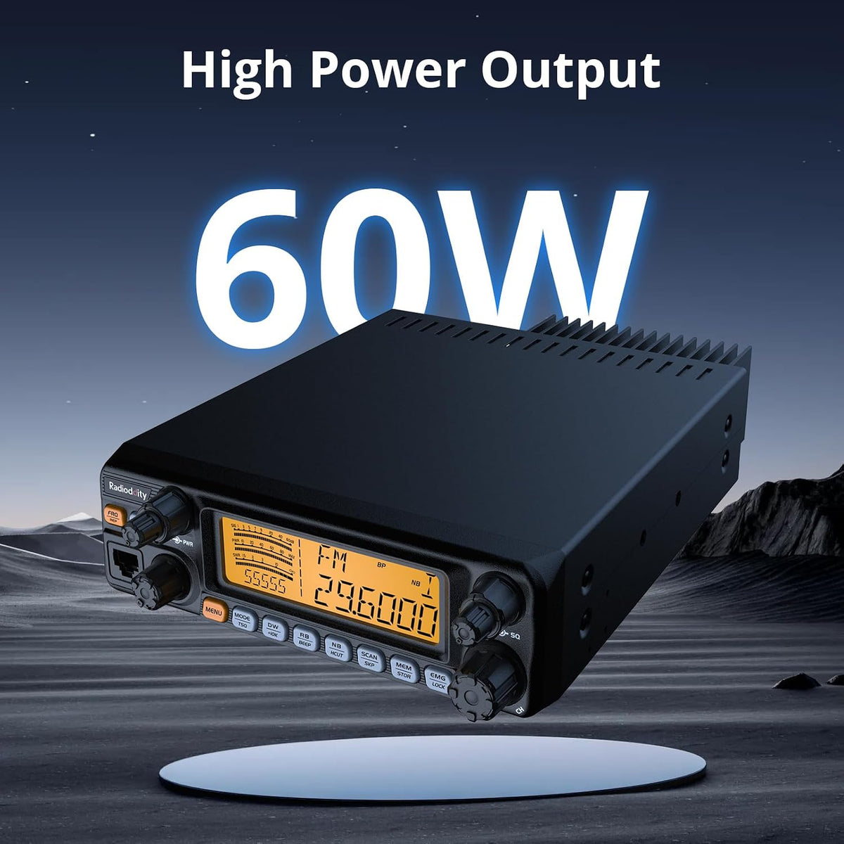 Radioddity QT60 Pro 10 Meter Mobile Ham Radio SSB/AM/FM/PA 60W, NOAA Alert