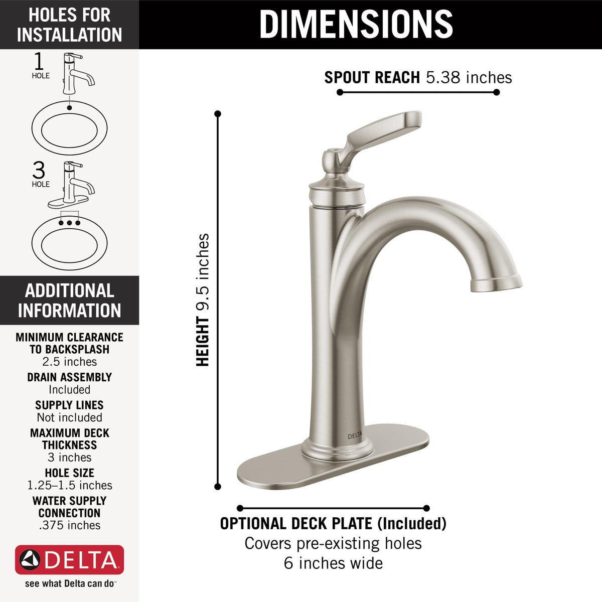 Delta Woodhurst Oil Rubbed Bronze Bathroom Faucet 1 Hole, Single Hole Bathroom Sink Faucet for Vanity, Metal Push-Pop Drain Assembly, Venetian Bronze 532-RBMPU-DST