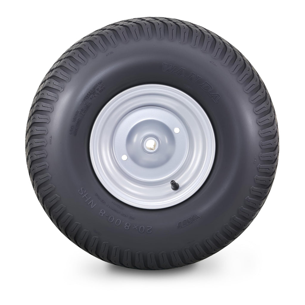 WANDA Lawn Mower Tire Wheel 18X8.5-8 4PR w/4X4" PCD Silver Rim-13028, Set 2