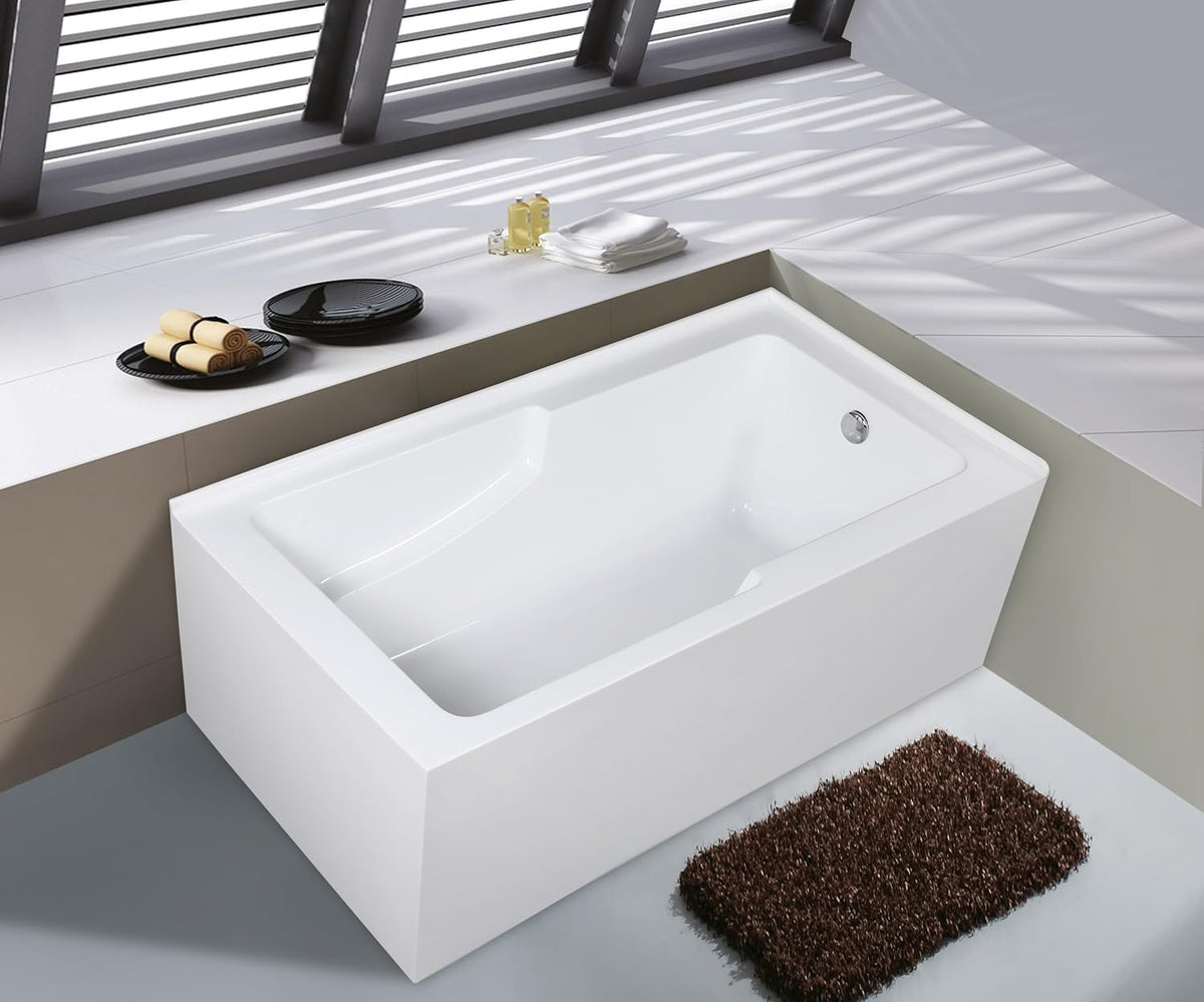 Kingston VTAM6032R22S 2-Wall Corner Alcove Tub, Glossy White