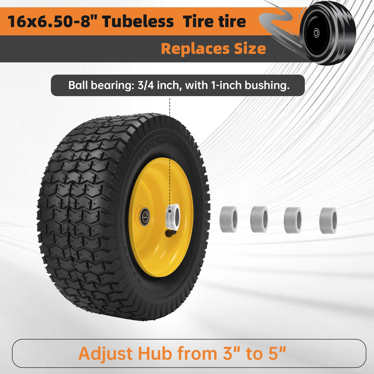 2-Pack 20x10.00-8 Tubeless Lawn Mower Rear Tire and Wheel Assembly, 4-Ply.