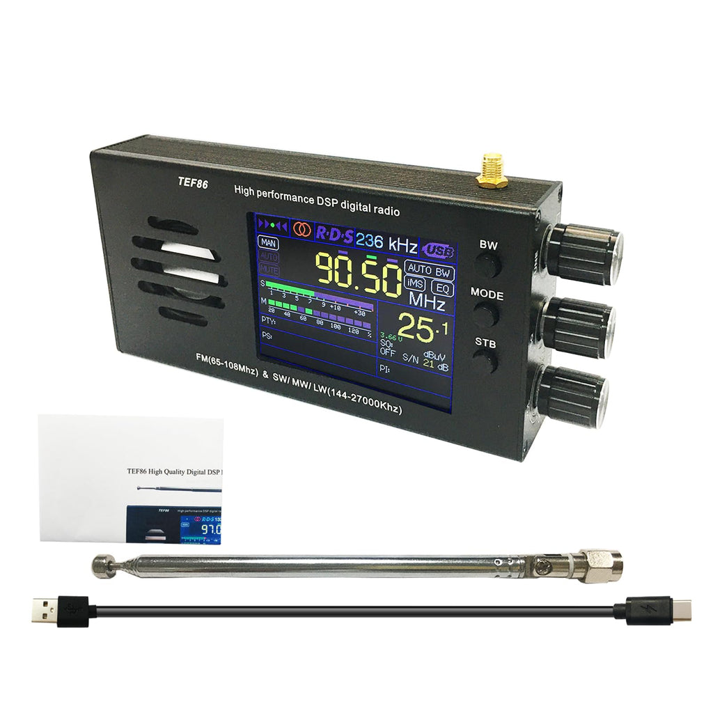 Upgraded ATS-25 Max All Full Bands SI4732 Receiver Portable 2.4 inch FM AM LSB USB LW SSB Shortwave Color Touching Screen Aluminum Alloy 3000Mah Battery Big Speaker Nice Sound