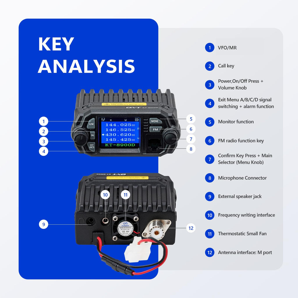 QYT KT-8900 25W GMRS Mobile Radio & Base Station,Long Range Two-Way Radio