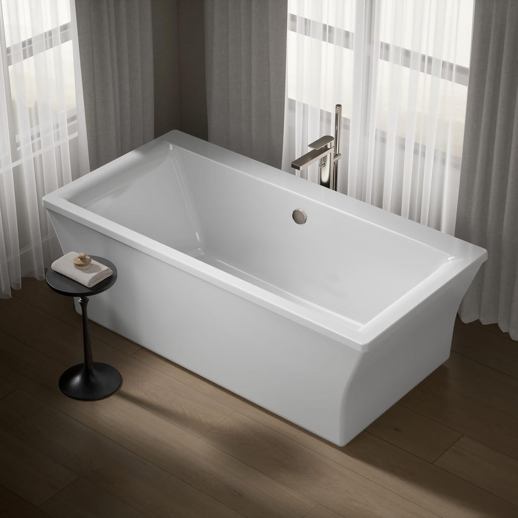 Kohler 6367-0 StargazeÂ® 72" x 36" freestanding bath with fluted shroud, White