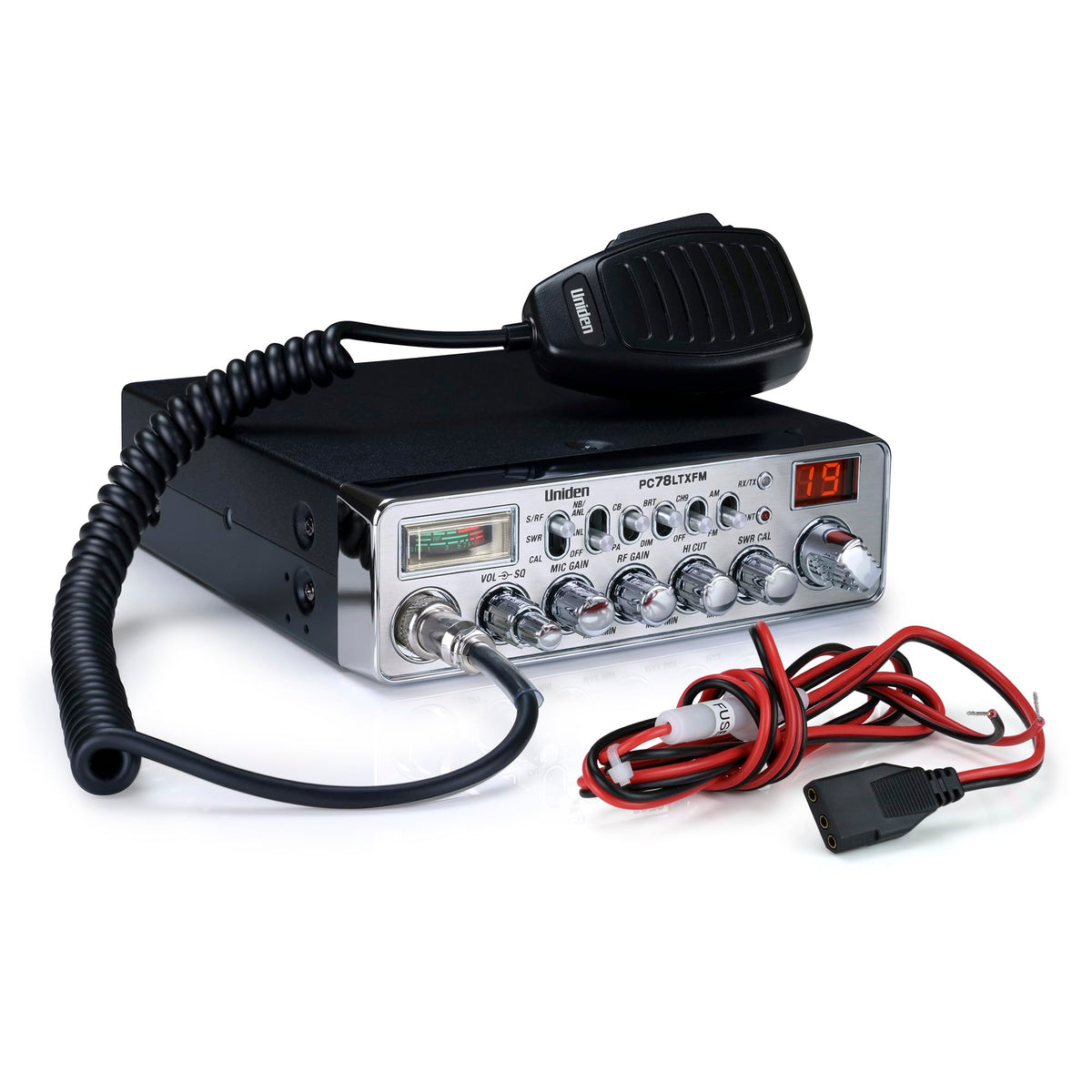 Uniden PC78LTX 40-Channel Trucker's CB Radio with Integrated SWR Meter, PA Function, Hi Cut, Mic/RF Gain, and Instant Channel 9,Silver