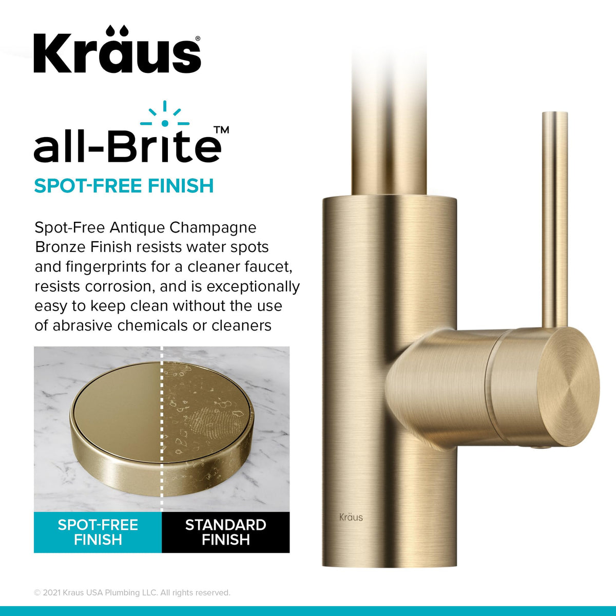 KRAUS Purita 100% Lead-Free Kitchen Water Filter Faucet in Spot Free Antique Champagne Bronze, FF-100SFACB