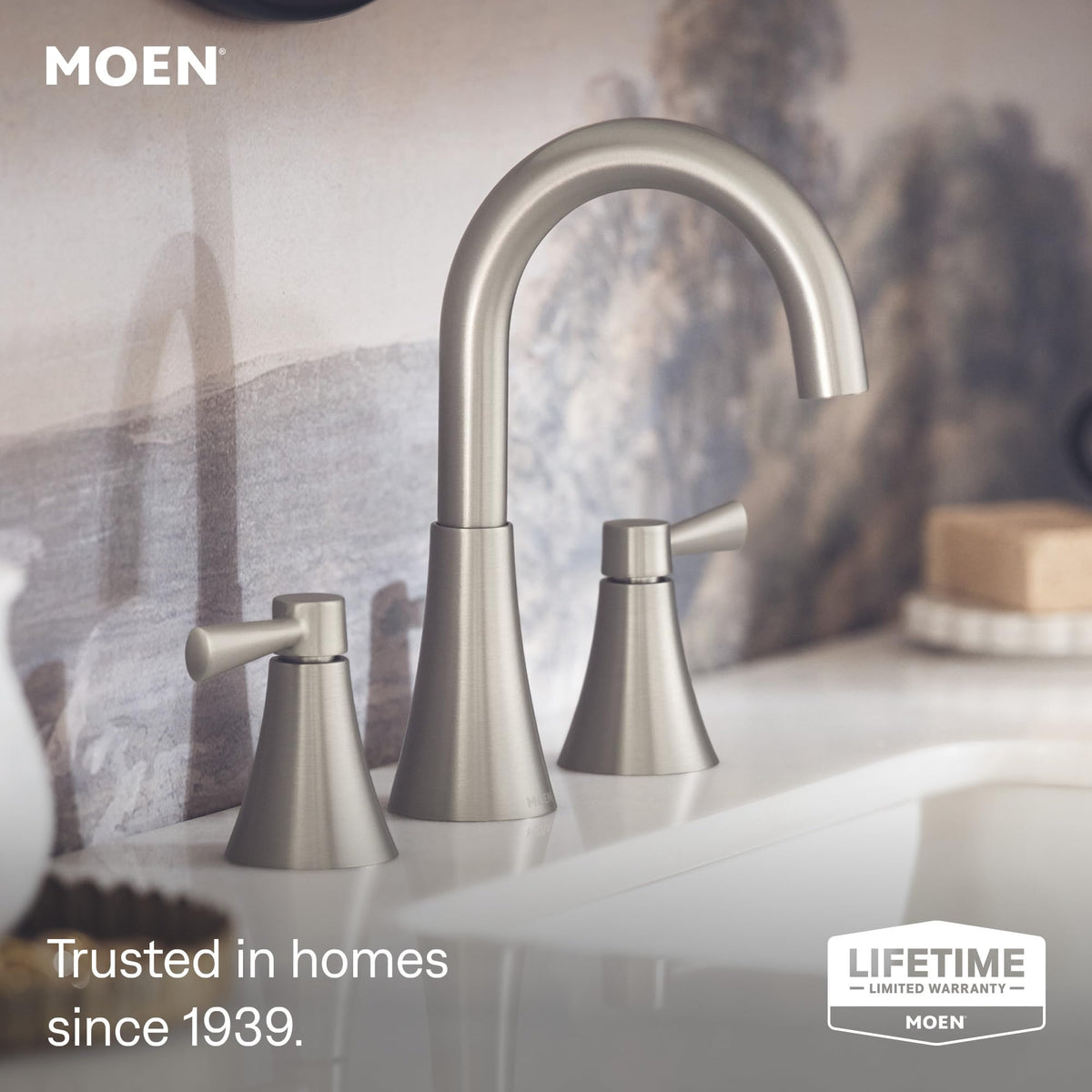 Moen 84022BL Ronan 2-Handle Centerset Bath Faucet w/Drain, Matte Black