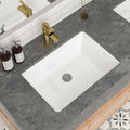 Mocoloo Bathroom Sink Undermount 22"x16" White Rectangle Porcelain Sink with Vertical Sides and Overflow Drain Under Counter Mount Ceramic Lavatory Vanity Sinks for Bathroom Interior Size 19 x 13