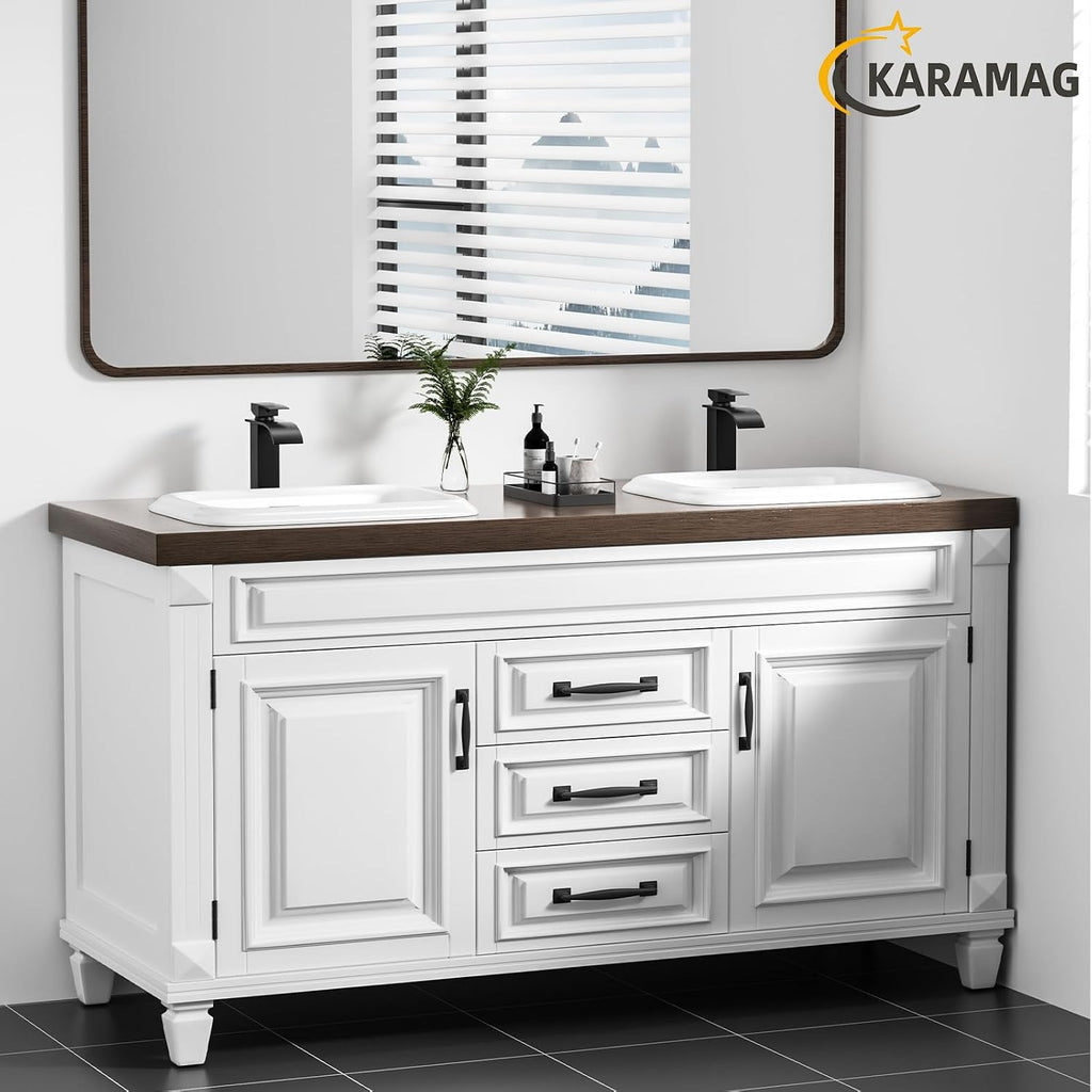 19 Inch Drop In Bathroom Vessel Sink with Overflow Rectangle White