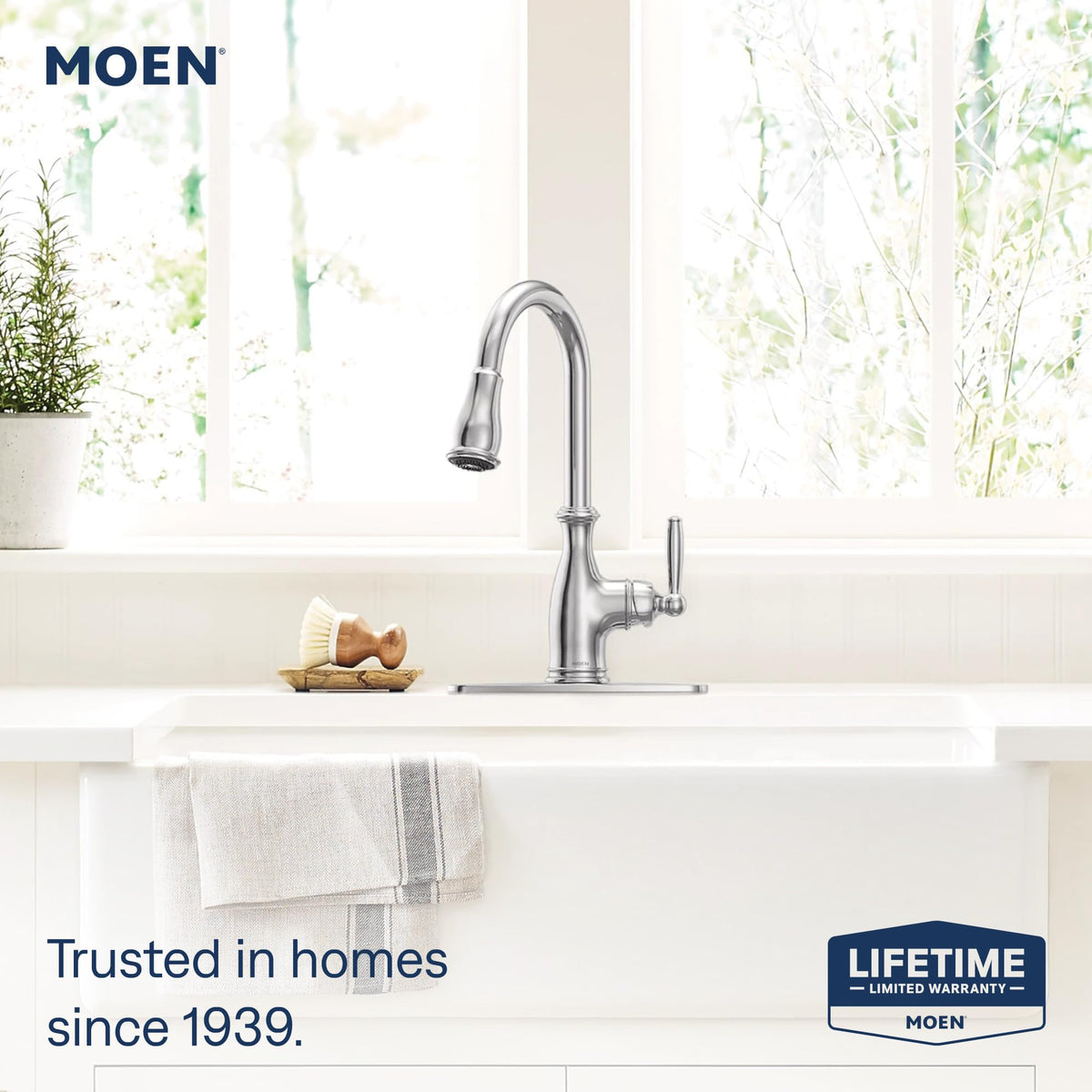 Moen Brantford Oil Rubbed Bronze Traditional One-Handle Kitchen Faucet with Pulldown Sprayer Featuring Power Boost and Reflex Docking System, 7185ORB