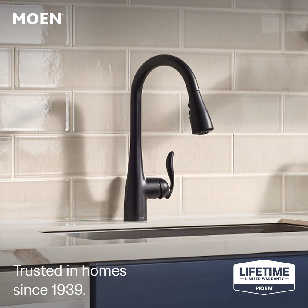 Moen Arbor Spot Resist Stainless One-Handle Pulldown Kitchen Faucet with Sprayer and a Reflex Docking System, Kitchen Sink Faucet Featuring Power Boost for a Faster Clean, 7594SRS