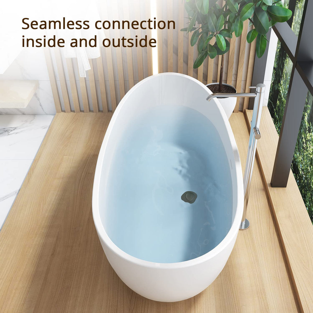 62" Lucite Acrylic Freestanding Bathtub, Double Slipper Soaking Tub