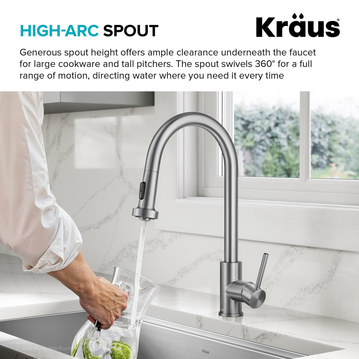 KRAUS Chrome 18.75 in Commercial Pull Down Kitchen Faucet KPF-1610CH