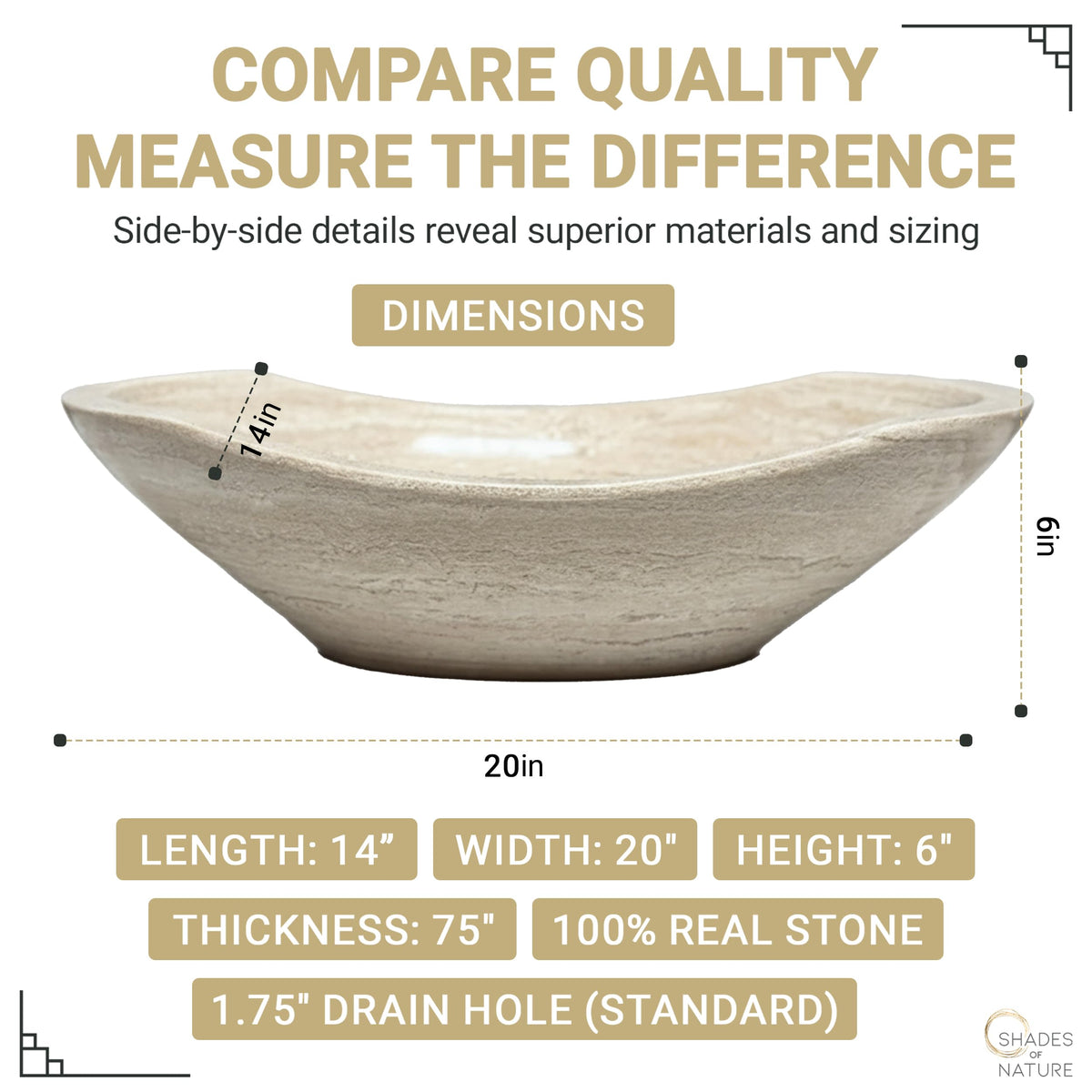 Oval Travertine Vessel Sink â Natural Stone Wash Basin, Hand-Carved Bathroom Sink with Chiseled Exterior & Polished Interior, Above Counter Vanity Basin (Includes Matching Soap Tray)