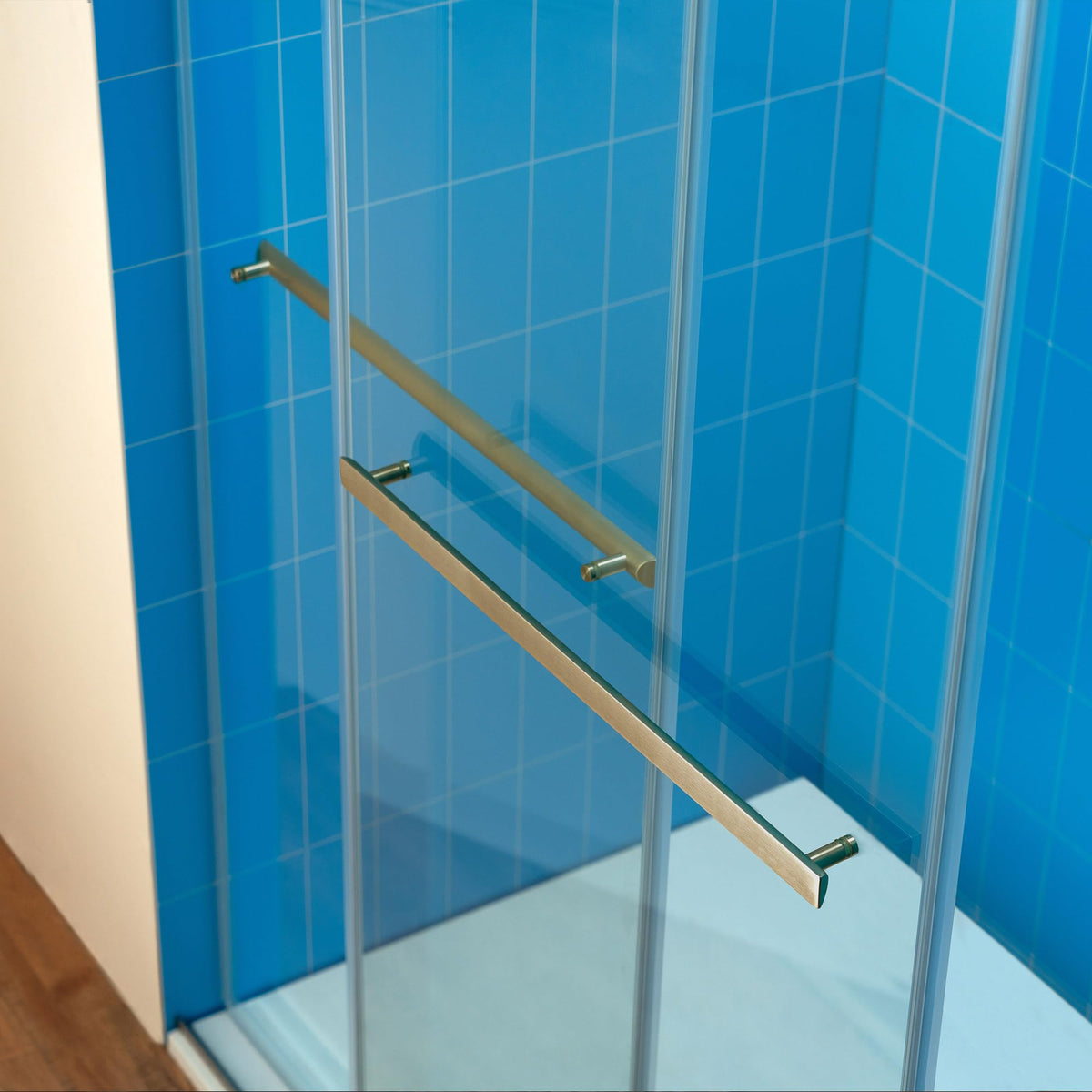 Woodbridge 56-60" W x 62" H Frameless Bathtub Shower Door,Double Sliding Soft-Close Doors,3/8(10mm) Tempered Glass with Explosion Proof Film in Brushed Bronze Finish