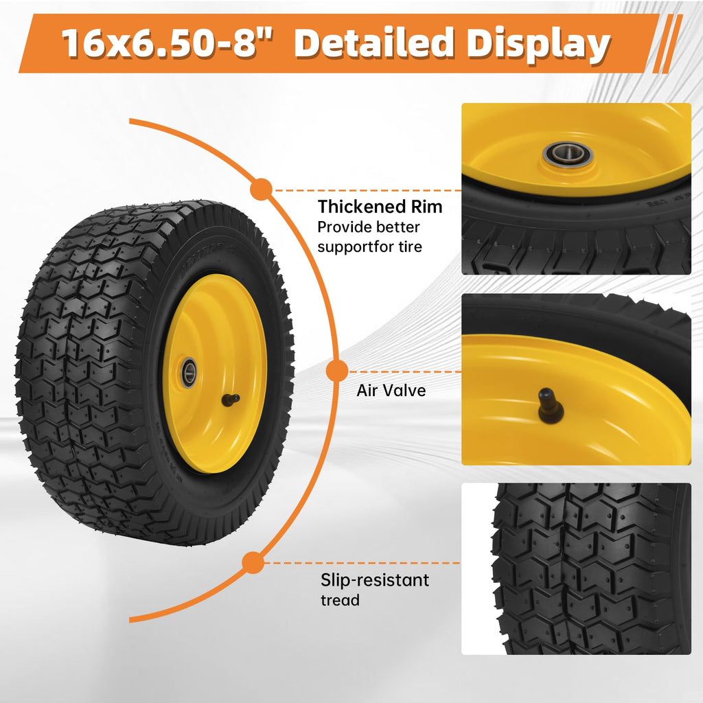 2-Pack 20x10.00-8 Tubeless Lawn Mower Rear Tire and Wheel Assembly, 4-Ply.