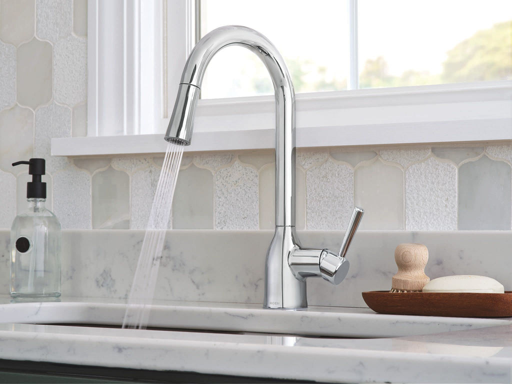 Moen Adler Spot Resist Stainless One-Handle High Arc Pulldown Kitchen Faucet with Power Clean, 87233SRS
