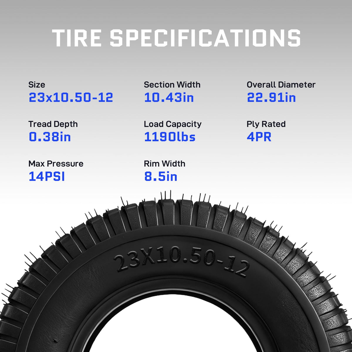 20x8.00-8 Lawn Mower Tire, 4 Ply,Tubeless, 2 Pack