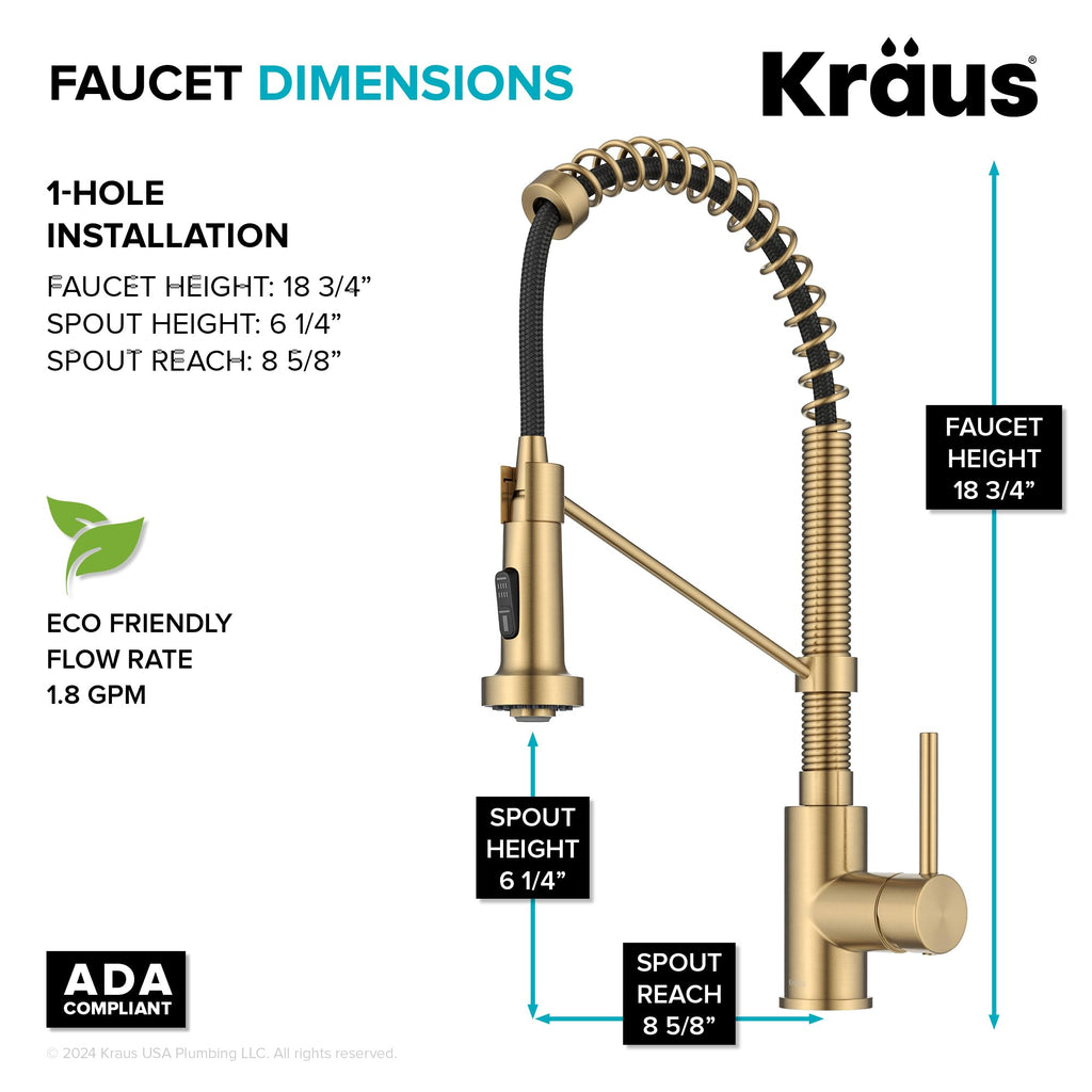 KRAUS Chrome 18.75 in Commercial Pull Down Kitchen Faucet KPF-1610CH
