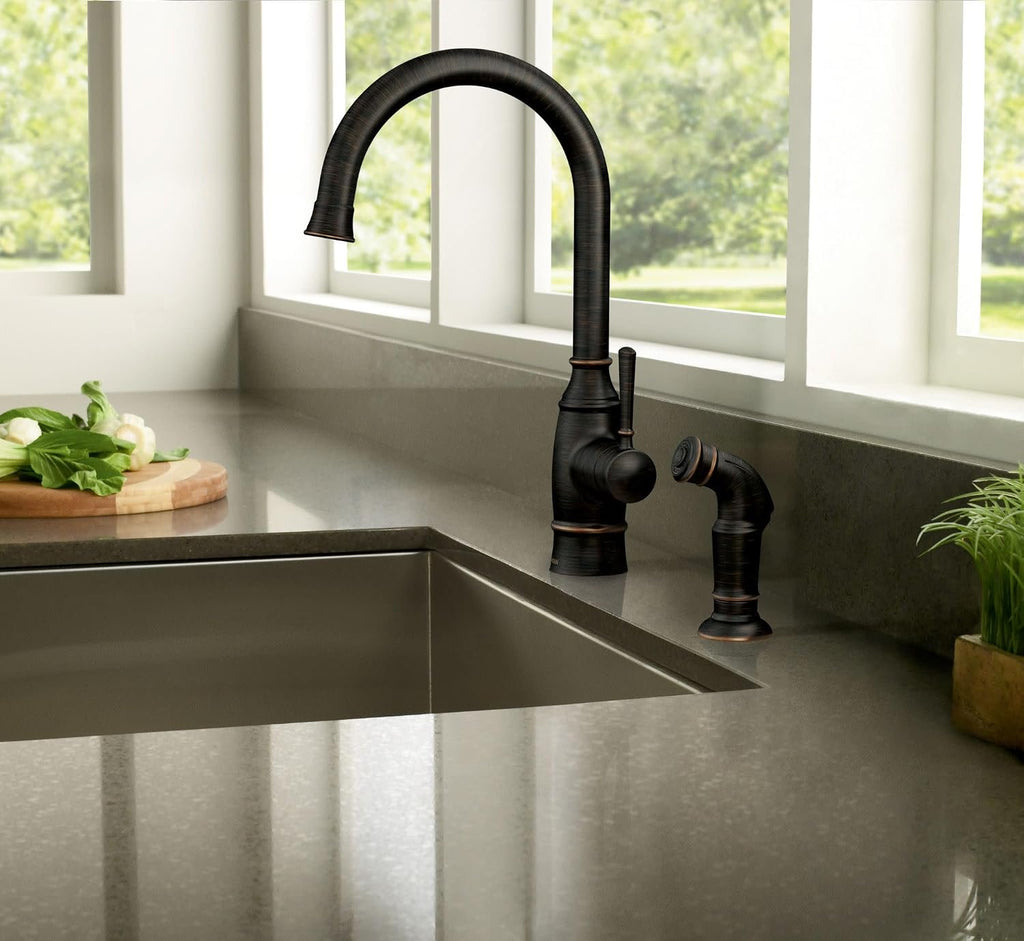 Moen Noell 1-Handle Kitchen Faucet with Side Sprayer, 87506BRB