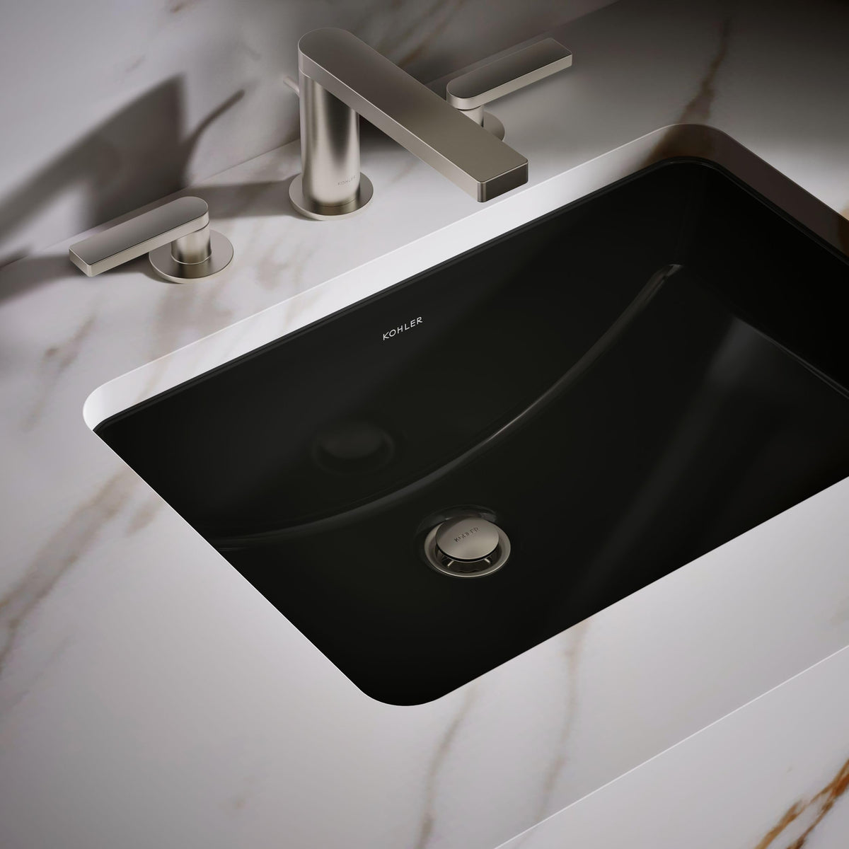KOHLER 2214-0 Ladena Rectangular Undermount Bathroom Sink With Curved Bottom, 20-7/8" W X 14-3/8" L, White