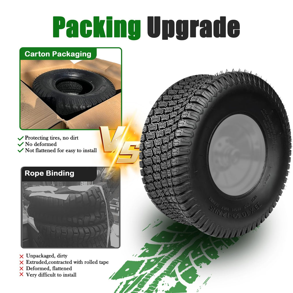 TRIPOWER 24x9.50-12 Lawn Mower Tire, 1 Pack Single Replacement Tire, 4PR Tubeless Turf Tire for Riding Mowers and Garden Tractors, Tire Only, Rim Not Included