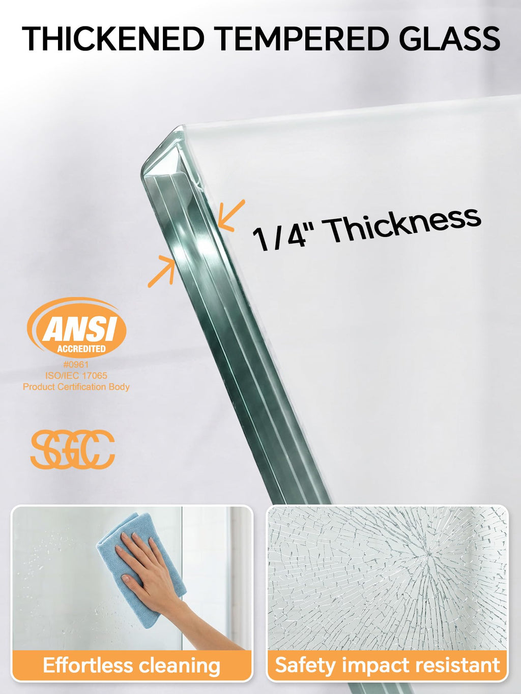 Frameless Bathtub Shower Door 56-60" W x 57" H, Brushed Nickel