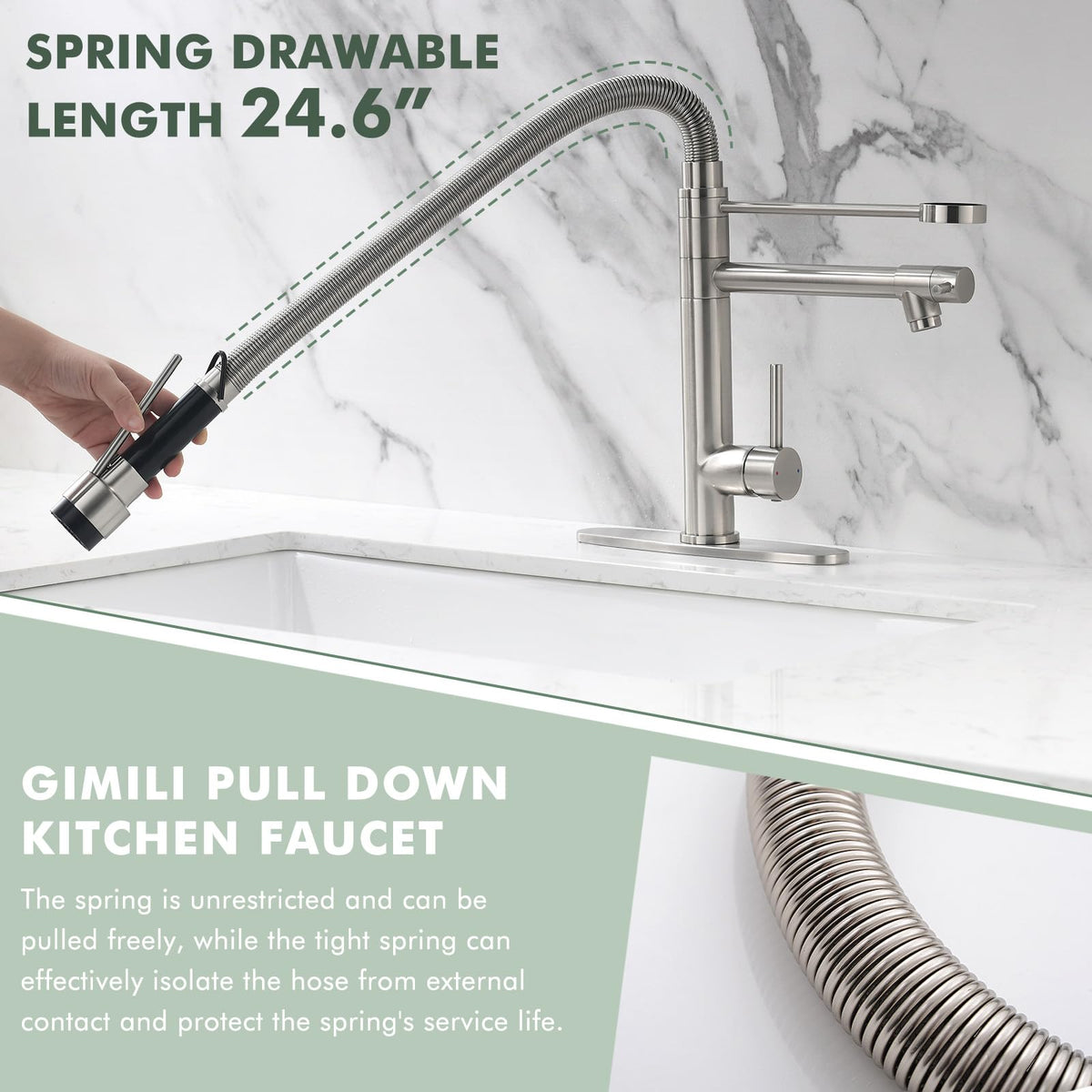 GIMILI Filter Kitchen Faucet Drinking Water Faucet 3 in 1 Brushed Nickel