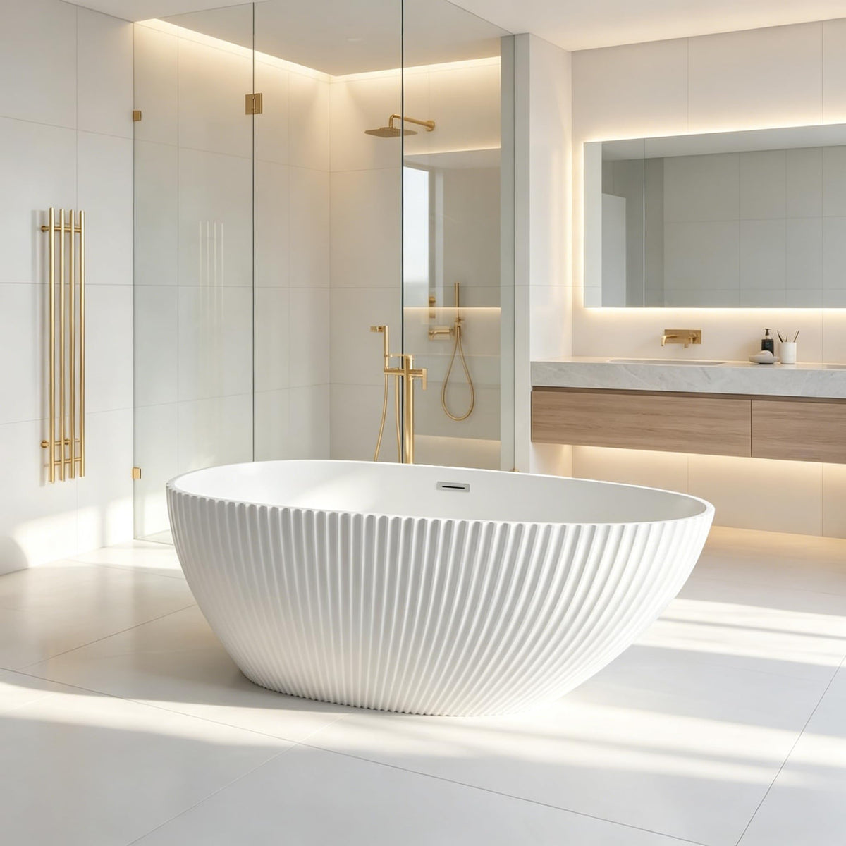 59" Acrylic Freestanding Bathtub, Contemporary Stand Alone Soaking Tub with Ergonomic Design, Integrated Overflow and Chrome Drain, cUPC Certified Free Standing Tub for Bathroom Renovation, Home Spa