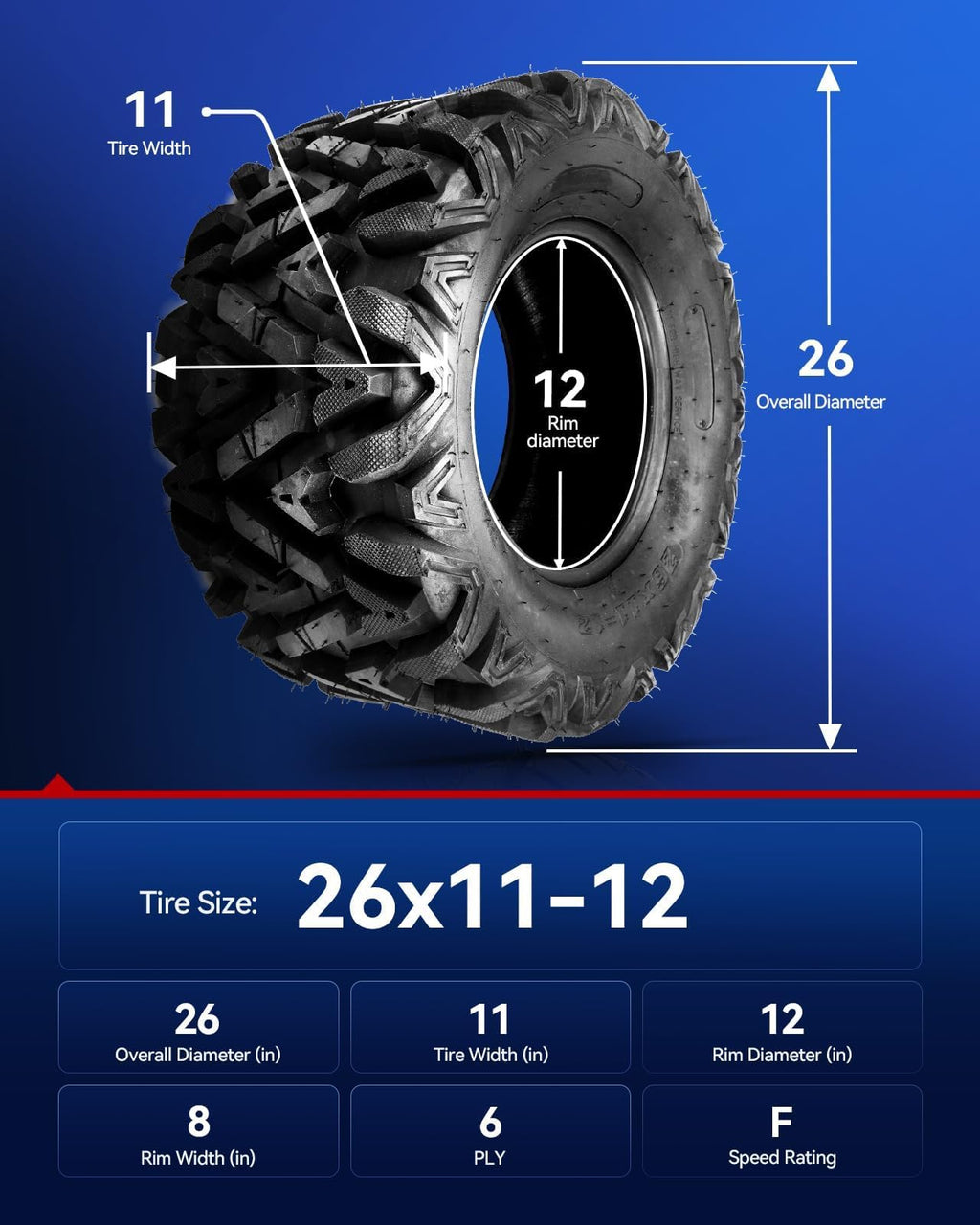 KAX Lawn Mower Golf Cart Turf Tires 23x10.5-12, ATV UTV Tire, 6PR, Set 1