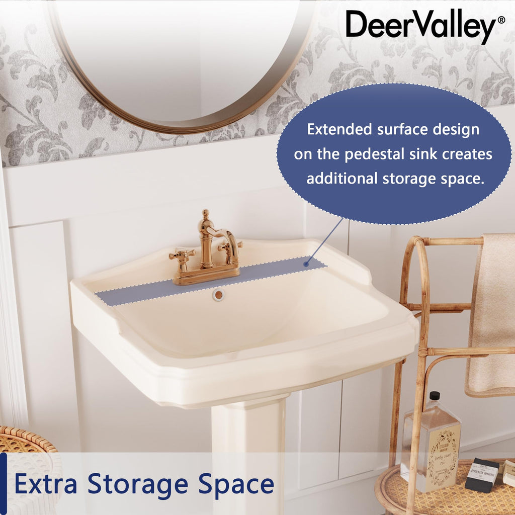 DeerValley Compact Bathroom Sink White 20"x17" Ceramic Sleek Basin DV-1P523