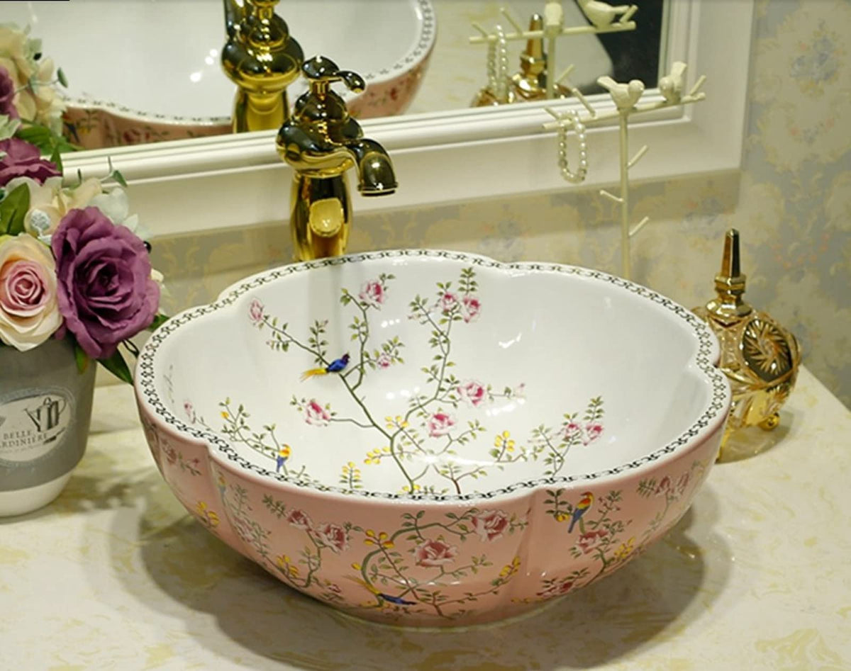 White Ceramic Bathroom Vessel Sink Artistic 1 Sink Only
