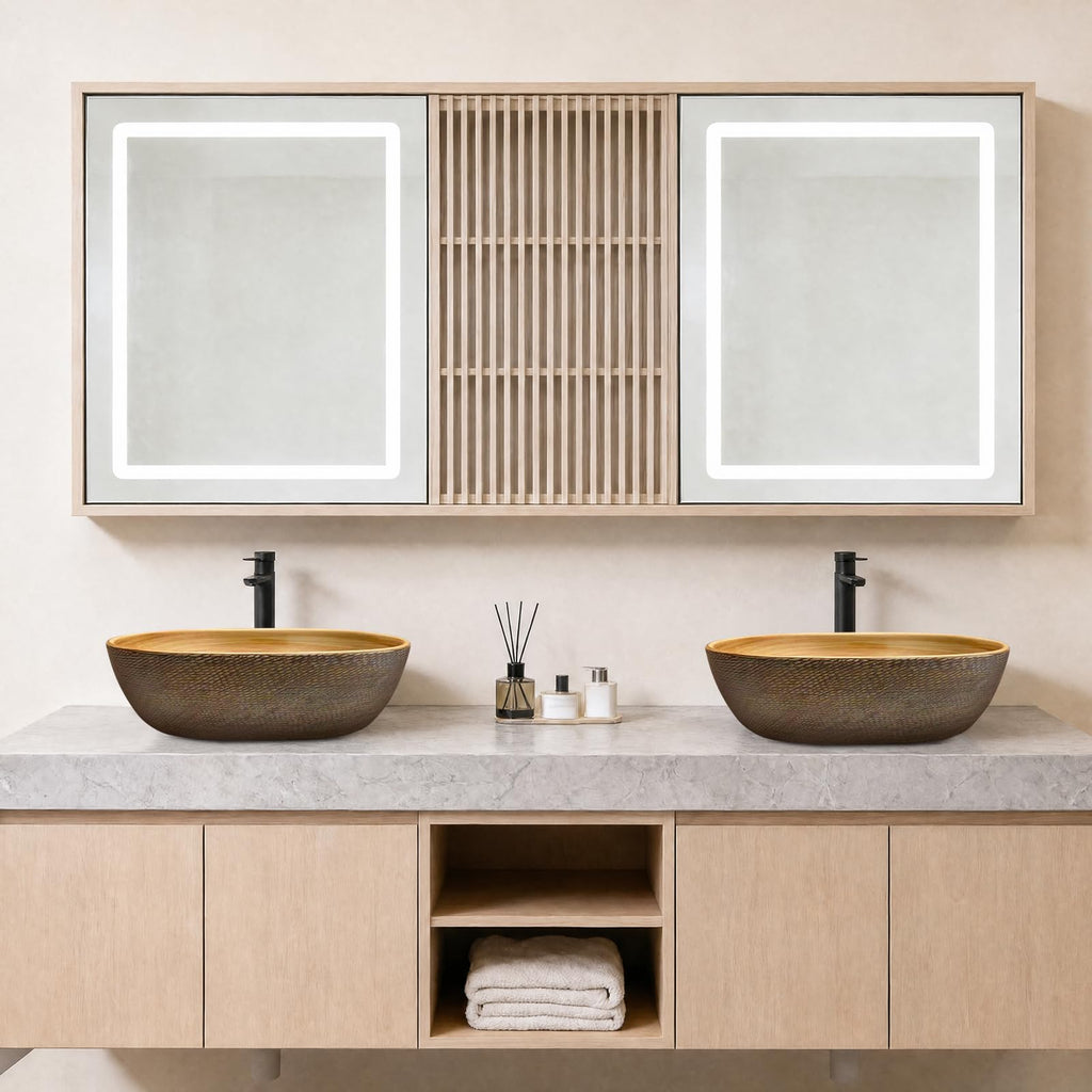 Ceramic Vessel Sink, Retro Round, 16.9" with Overflow