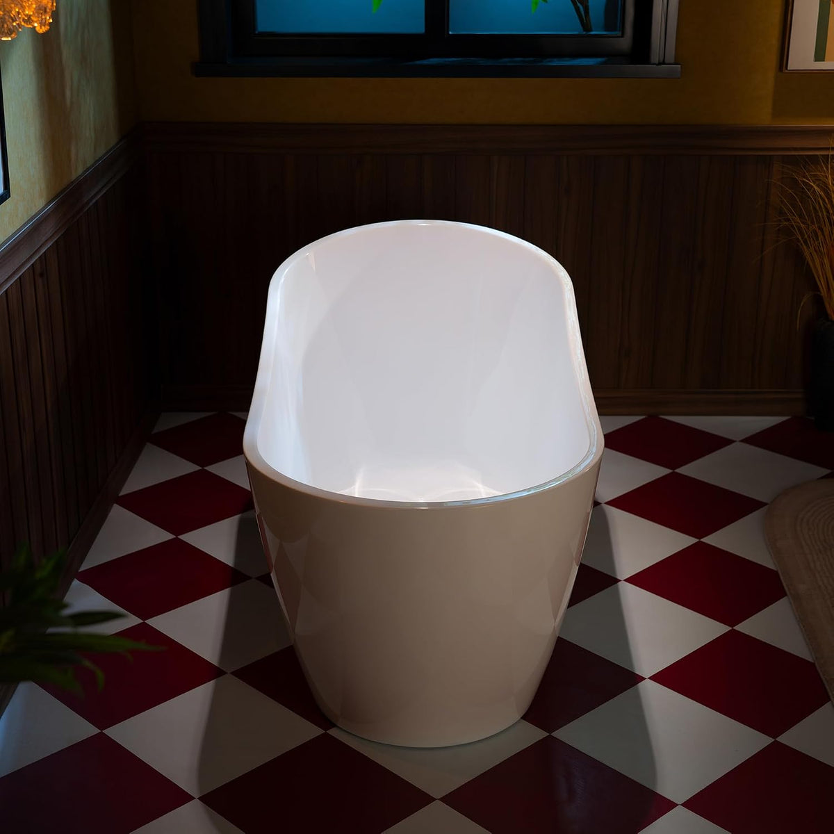 WOODBRIDGE 59" Acrylic Freestanding Bathtub Contemporary Soaking White Tub with Chrome Overflow and Drain,White
