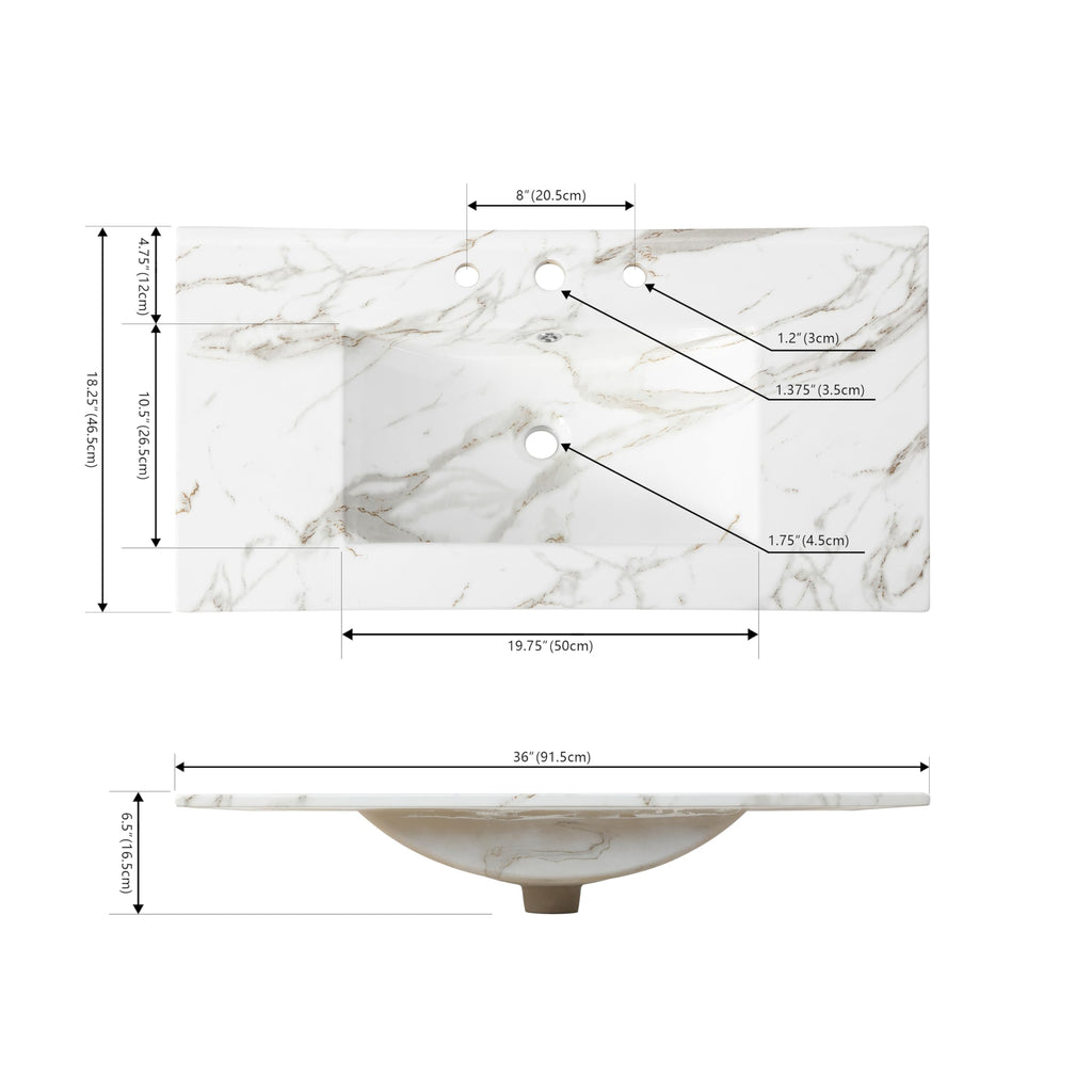 JONATHAN Y Ancillary 30" Bathroom 3-Hole Sink Top, White