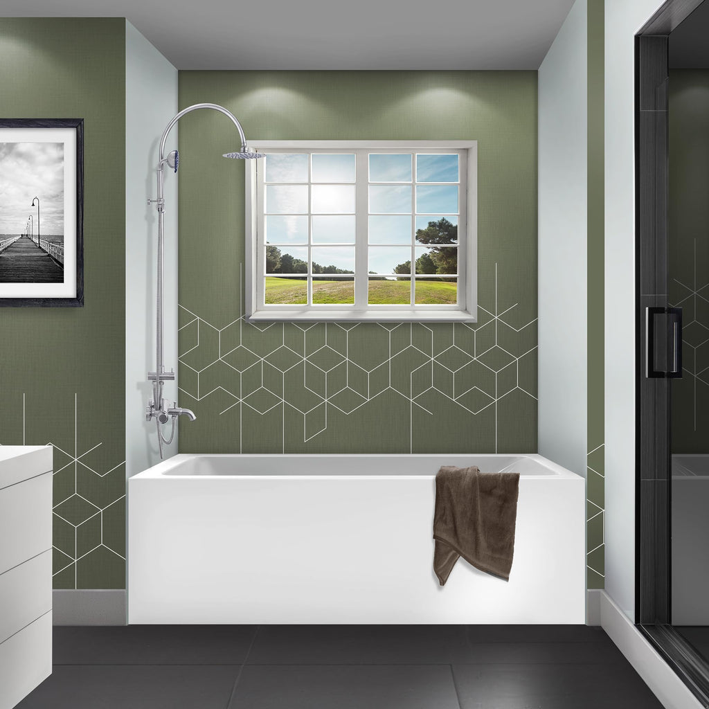 Fine Fixtures Acrylic, Fiberglass Alcove Soaking Bathtub with Integral Apron Front in Glossy White - Right Hand Drain, 72" x 32"