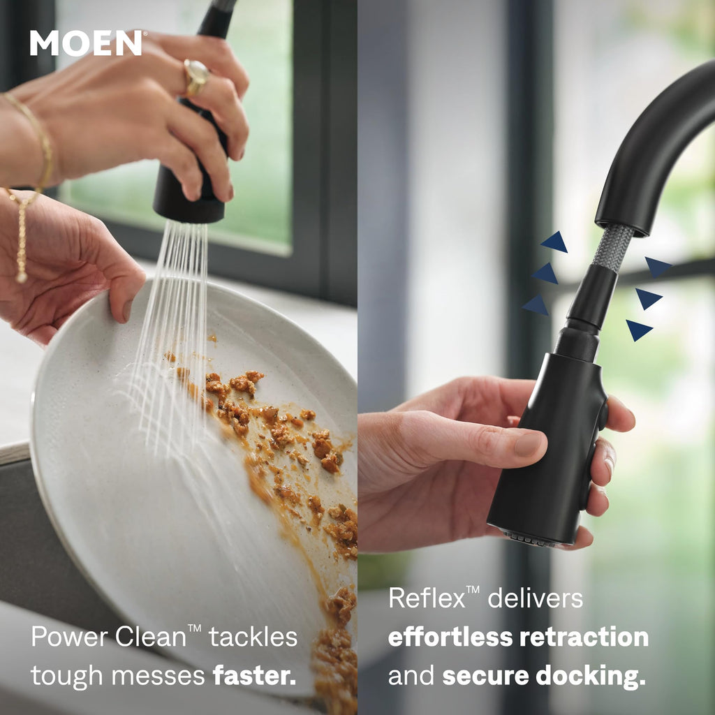 Moen Arbor Spot Resist Stainless One-Handle Pulldown Kitchen Faucet with Sprayer and a Reflex Docking System, Kitchen Sink Faucet Featuring Power Boost for a Faster Clean, 7594SRS