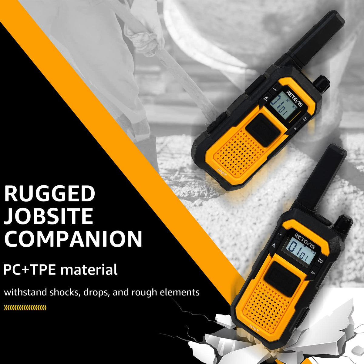 Retevis RB48 Military-Standard & IP67 Waterproof Walkie Talkies Long Range