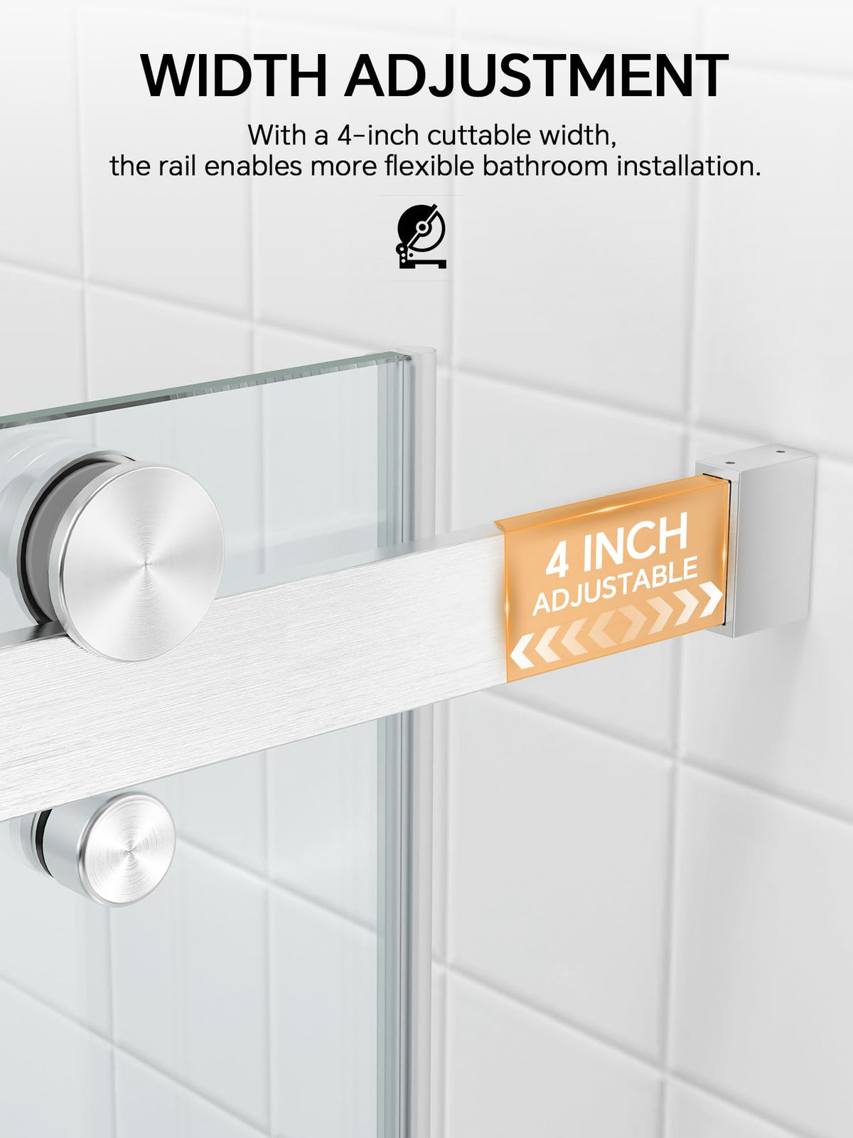 Frameless Bathtub Shower Door 56-60" W x 57" H, Brushed Nickel