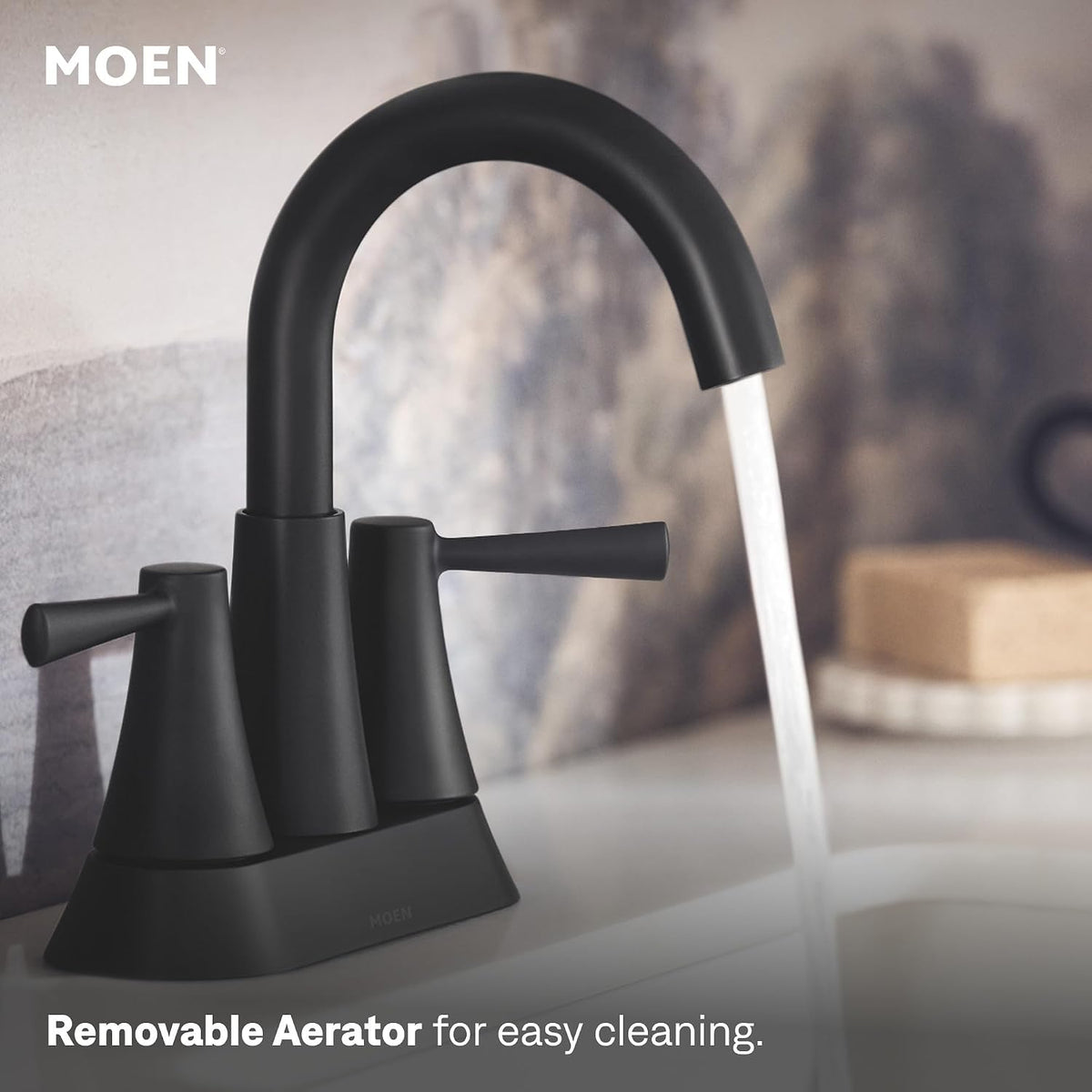 Moen 84022BL Ronan 2-Handle Centerset Bath Faucet w/Drain, Matte Black