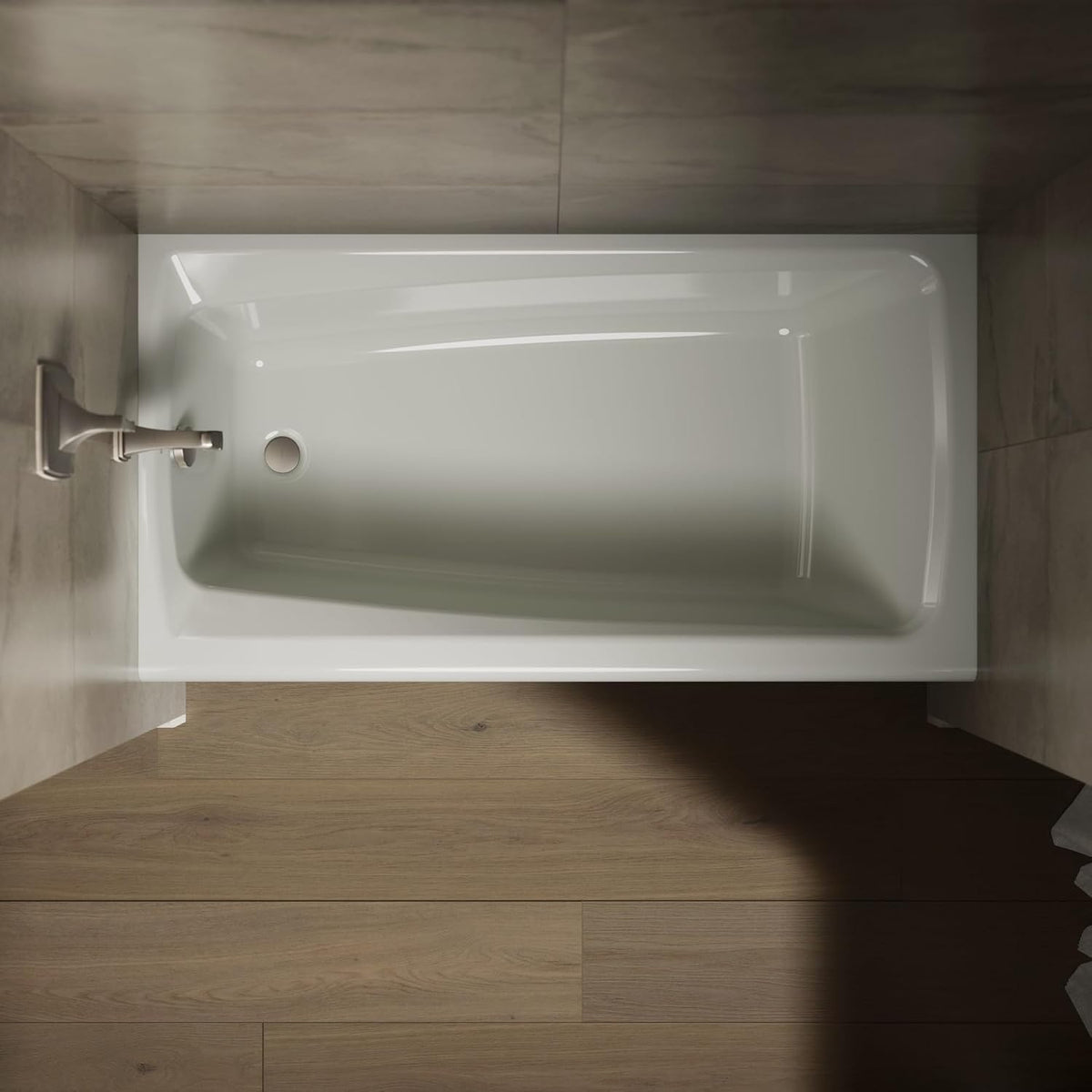 Kohler K-26069 Irvine 60" x 32" Cast Iron Alcove Bath with Integral Apron and Left Drain