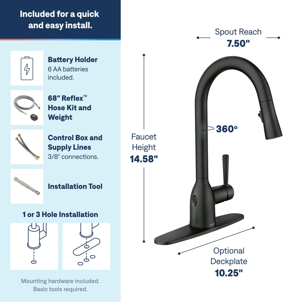 Moen Adler Spot Resist Stainless One-Handle High Arc Pulldown Kitchen Faucet with Power Clean, 87233SRS