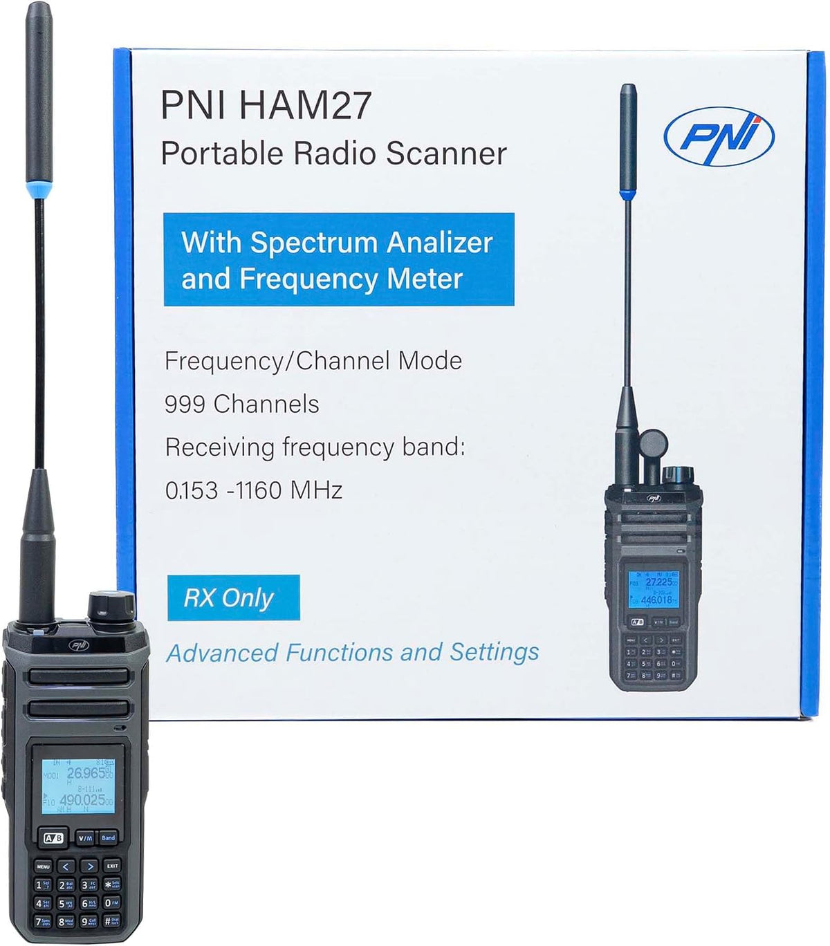 PNI HAM 27 multiband Portable Radio Scanner for Radio Amateurs, Scanner in All Bands