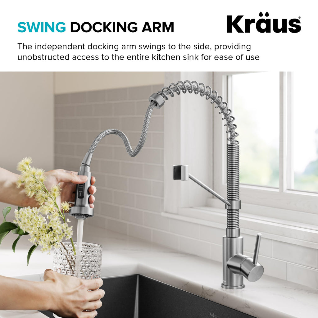KRAUS Chrome 18.75 in Commercial Pull Down Kitchen Faucet KPF-1610CH