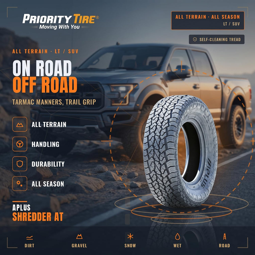 Aplus Shredder AT A/T All-Terrain Off-Road Light Truck Radial Tire-LT235/85R16 235/85/16 235/85-16 120/116S Load Range E LRE 10-Ply BSW Black Side Wall
