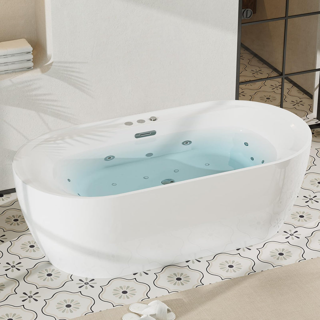 49" Acrylic Freestanding Bathtub - Japanese Square Soaking Tub with Built-in Seat & Toe-Tap Drain, Glossy White Finish, CUPC Certified