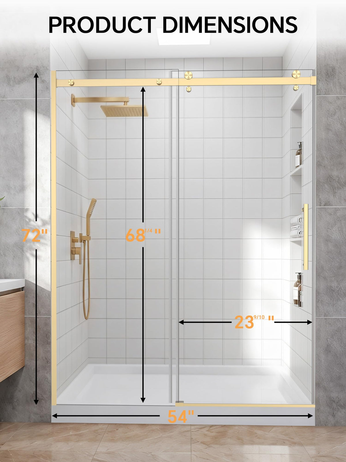 Frameless Bathtub Shower Door 56-60" W x 57" H, Brushed Nickel