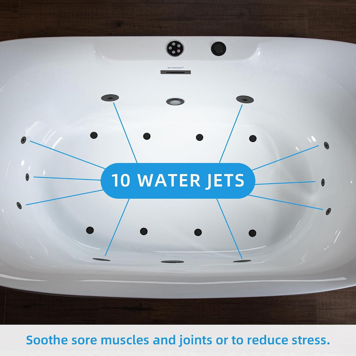 WOODBRIDGE 72"Ã35-3/8" Double Slipper Whirlpool&Air, Heated Soaking Bathtub