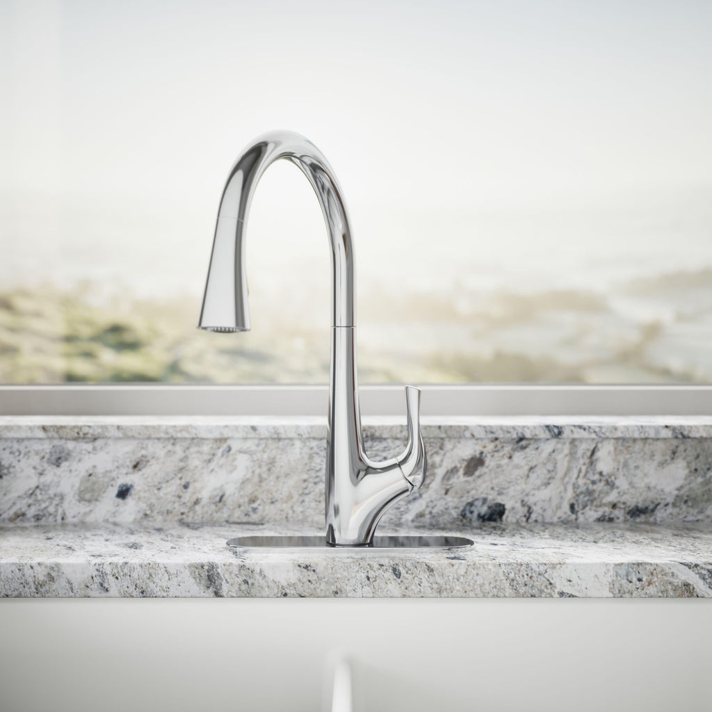 KOHLER R43210-VS Bevinâ¢ Kitchen Sink Faucet with Pull Down Sprayer, Two-Function Sprayhead Kitchen Faucets, 1.5 GPM, Vibrant Stainless